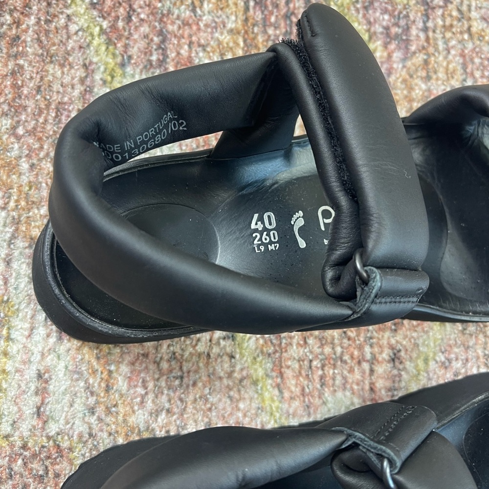 Birkenstock Papillio Theda Black Leather Platform Velcro Sandals Size 40 / 9-9.5 - Picture 10 of 12